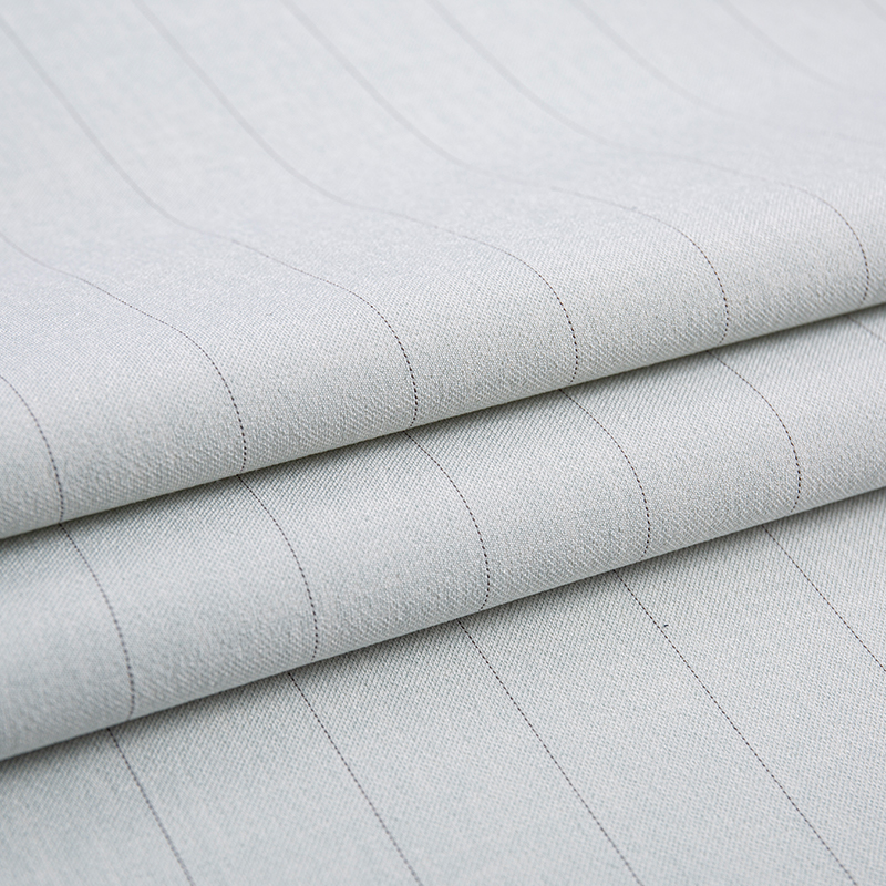 Otium Silk Rayon Narrow Stripe Grayish White Fabric